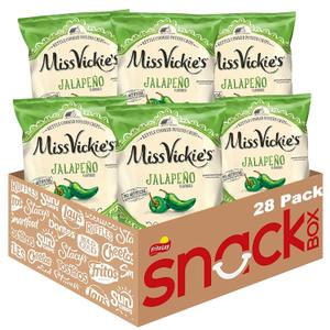 Miss Vickie's Kettle Cooked Potato Chips, Jalapeno, 1.375 Ounce (Pack of 28) (EXP 12/30/25)