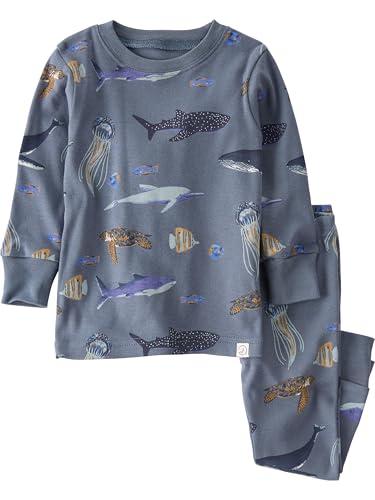 little planet by carter's Baby 2-Piece Pajamas Made with Organic Cotton, Deep Blue Sea Print, 12M