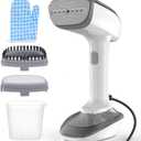Powerful Handheld Fabric Steamer 1800W with Fast Ceramic HeatUp Plate, 2in1 Ironing & Wrinkle Remover, Steam Nozzle, Lint Brush White, for US 120V Only, White