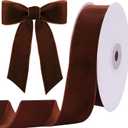 Tsorode 10 Yards Brown Velvet Ribbon 1 1/2 Inch for Christmas Tree,Dark Brown Velvet Christmas Ribbon for Gift Wrapping Crafts Bow Wreath Holiday Decorations (Dark Brown)
