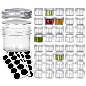 VERONES Mason Jars, 4OZ Canning Jars With Regular Lids and Bands, Ideal for Jam, Honey, Wedding Favors, Shower Favors, DIY Spice Jars, 40 PACK
