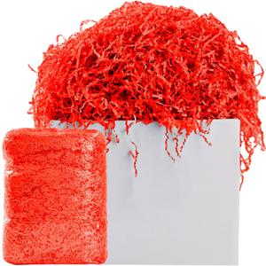 AODESTINY 2.2LBS Crinkle Cut Paper Shred Filler, Shredded Paper for Gift Bag Box Basket, Packing Grass Cushion Crinkle Shred Filler for Christmas Wedding Birthday Bridesmaid Engagement-Red
