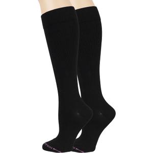 2 Pairs Dr. Motion Compression Knee-Hi Women's Socks Black Size 9-11