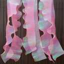 Newwiee 15 Yard Iridescent Ribbon Ruffle Trim Pleated Chiffon Organza Fabric Chiffon Ribbon Lace Fabric Trim for Wedding Sewing Dress Lanter Skirt Bag Decor Jellyfish Hat Costume Craft(Pink)