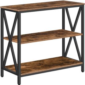 MAHANCRIS Sofa Table, Industrial Console Table, 3-Tier Narrow Side Table with Open Shelves, Foyer Table for Entryway, Hallway, Kitchen, Living Room and Bedroom, Easy Assembly, Rustic Brown CTHR8001Z, 9.4"d X 31.5"w X 31.7"h