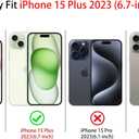 NITITOP Compatible with iPhone 15 Plus Case with Card Holder Clear Cute Line Rose Floral Flowers for Women Girls Soft TPU Wallet Shockproof Protective Cover - White