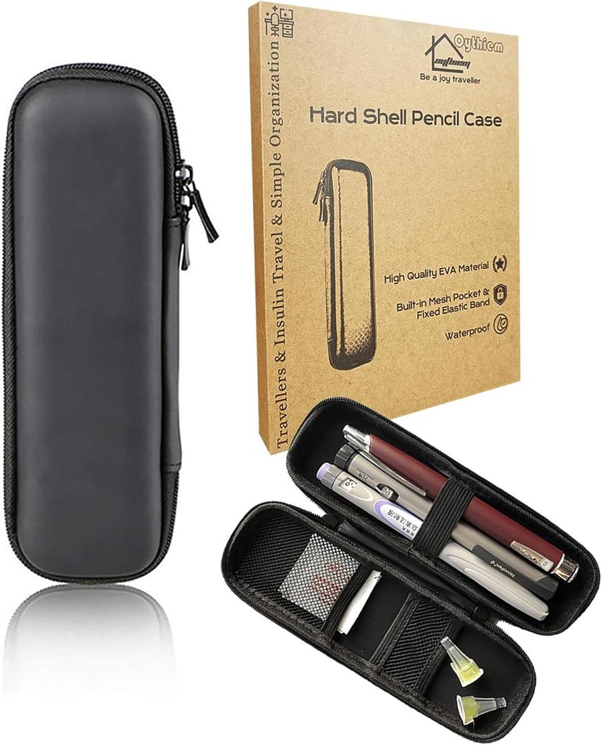 Oythiem Slim Pencil Case for Adults, Travellers, Insulin Travel, Small Pencil Case Hard Shell, Simple Thin Waterproof Pen Case Organizer Box for Stylus Touch Pen, Art Pen Pencil, Headphones
