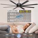 Ohniyou 72" Large Ceiling Fan No Light - Industrial Fan Remote & APP Control, Quiet DC Motor, Indoor/Outdoor Ceiling Fan for Patio, Shop, Garage, Aluminum Blades, Black