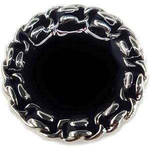 Classic Silver Metal Base Black Enamel Sewing Shank Buttons 20 Pcs - 15mm, 5/8"