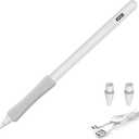 OASO Stylus Pen, Tilt Drawing Palm Rejection Stylus Pencil for Apple iPad 6/7/8/9/10, Mini 5/6, Air 3/4/5, Pro 11''/12.9'', M2/M3/M4/M5, Include Pencil Grip & Extra Tips & Universal Stylus (White)