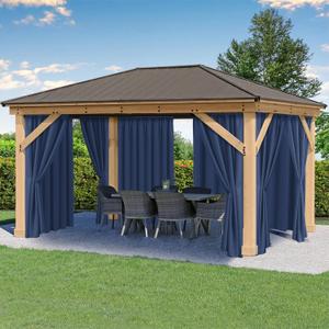 HolidayIdeas Waterproof Patio Outdoor Curtains with Rod Pocket 6 Panels- UV & Privacy Protect Weatherproof Gazebo Outdoor Drapes for Porch, Balcony, Apartment, Sliding Glass Door, Navy, 54x84 Inch