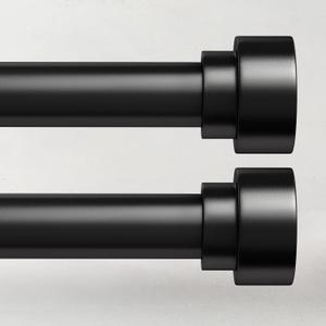 Curtain Rods for Windows 48 to 84, 1 Inch Adjustable Black Curtain Rod, Heavy Duty Long Window Drapery Rods with End Caps, Modern Indoor Outdoor Curtain Rods for Patio Bedroom, Size 32" - 90", 2 Pack
