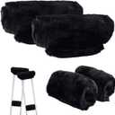 Crutches Padding Universal Crutch Pads for Armpits and Hand Grips, Fluffy Crutches Padding, Ultra-Soft Breathable Crutch Pads,Underarm Crutch Covers Sets,Accessories for Crutches Pads for Armpits (Black)