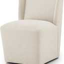 KISLOT Upholstered Dining Chair with Casters Wingback Modern Side Armless Deskchair with Rollers for Diningroom Bedroom Livingroom Reading Room, Cream Beige, 1 Box