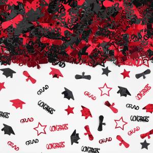 Alynta Black and Red Graduation Confetti 2000Pcs 2.1oz Class of 2026 Graduation Table Confetti Congrats Grad Table Confetti for Table Gift Bags Cards Grad Decorations