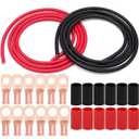 6 AWG Gauge Wire UL1015 Battery Power Tinned Oxygen Free Copper OFC Welding Cable Boat Inverter Red Black Total 13.1FT and Lugs Terminal Connectors with Heat Shrink Tube