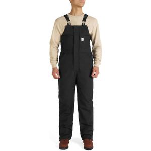 HISEA Men's Insulated Bib Overalls, Winter Water Resistant Duck Canvas Overall, Loose Fit Utility Workwear for Cold Weather (Medium, Black)