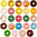24 Pieces Realistic Artificial Toy Donuts, Scented Fake Donuts Squeeze Rainbow Desserts Stress Balls Toy Food Party Decorations Cakes Fake Desserts for Birthday Party Supplies Shop Decorations
