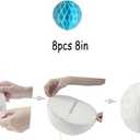 8pcs 8inch Paper Honeycomb Balls Decorative Tissue Honeycomb Balls Paper Pom Poms Flower Balls Art Hanging Balls for Birthday Wedding Nursery Baby Shower Home Decor (8inch, lt-Blue)