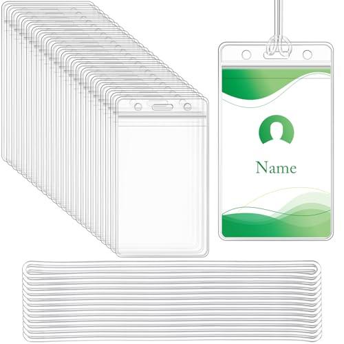 Zonon 24 Pack Clear Luggage Tags Bulk Bag Tag Badge Holder for Suitcases Waterproof Zip Identification ID Card Holder with Clear Loop Straps Business Travel and Office Supplies (10 Mil)