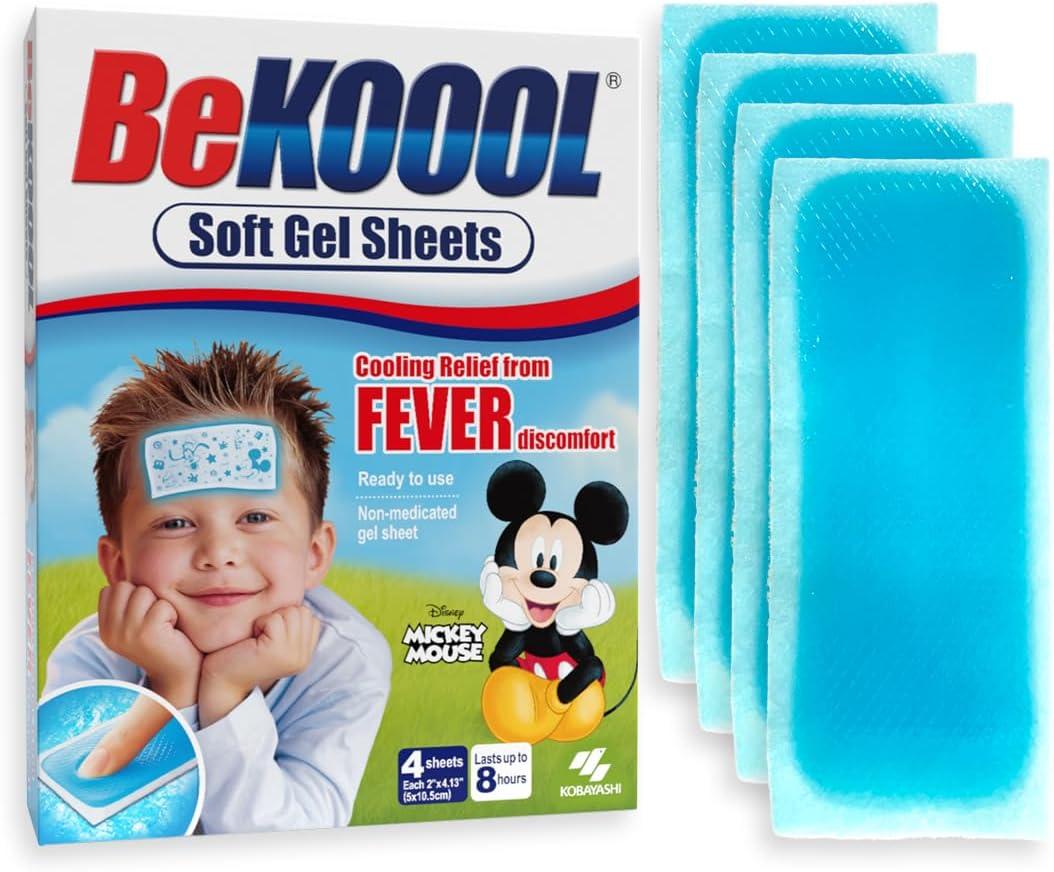 BEKOOOL Soft Gel Sheets for Kids for Cooling Relief from Fever discomfort | 4 Count