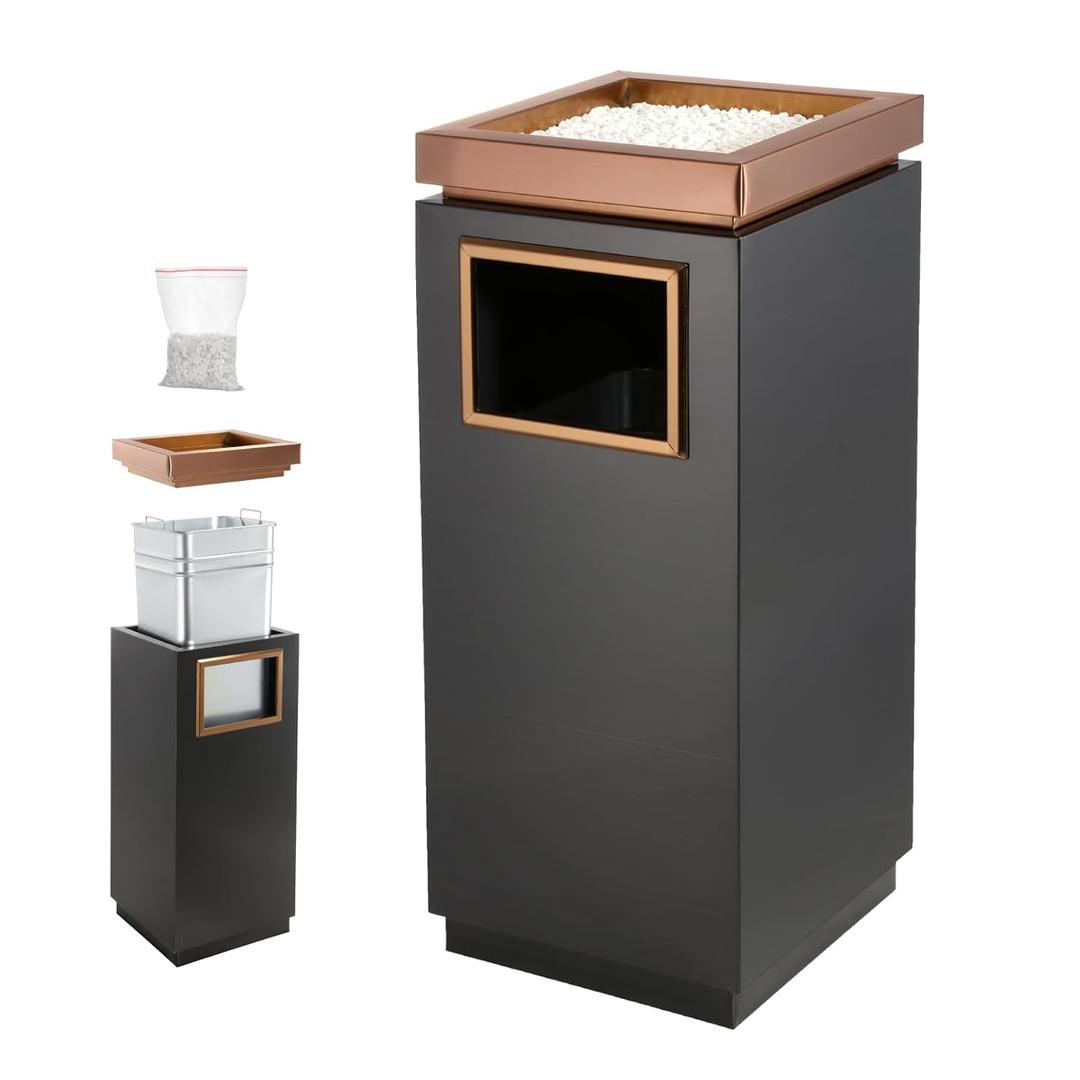 WICHEMI Commercial Outdoor Trash Can with Lid, 7 Gallon Stainless Steel Trash Bin with Removable Inner Bucket for Office Hotel Lobby Patio
