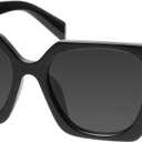 mosanana Square Cat Eye Sunglasses for Women Trendy Geometric Style Model-COCO (C6-all Black)