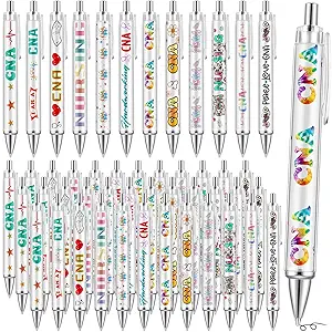 Motipuns 48 Pcs National Nursing Assistant Week Pens CNA Week Gifts Bulk Medical Assistant Nursing Essential Nurse Party Favors Ballpoint Pen CNA Medical Item for Work Women Office Holiday Supplies