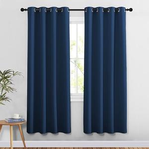 NICETOWN Blackout 78 inch Curtains for Doorway 2 Panels Set, Grommet Thermal Window Treatments Room Darkening Door Curtains for Bedroom/Home Family, Moroccan Blue, W52 x L78