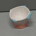 Raised Tilted Ceramic Cat Food Bowl,Cute Pink Fish Shape Elevated Slanted Shallow Angled Cat Dish,Personalized Pet Feeder for Kitty Dry Wet Treats Feeding,Ergonomic Anti Vomiting Whisker Fatigue