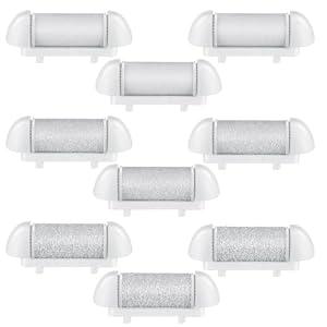 9 Pcs Different Replacement Roller Head for Electric Callus Remover Feet Pedicure Kit Care Foot Roller Refills Extra Coarse Regular Coarse Pedicure Tools for Dead Skin(White)