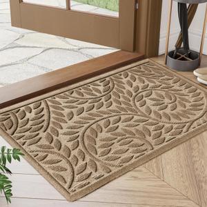 Buli jo jo Front Door Mat Outdoor Entrance, Durable Heavy Duty Welcome Mat, Thick Absorbent Natural Rubber Non Slip Mat, Welcome Entryway Rug Beige 47"x32"