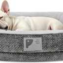 Dog Beds for Small Dogs,Orthopedic Bed with Removable Cover&Non-Slip Bottom Couch Bed with Four-Sided Bolster Grey S (Small (25 x 20 Inch))