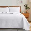 Lavsiry White Quilt Full/Queen Size with Pillow Shams, Summer Soft Geometric Pattern Bedspread, 3 Pieces Lightweight Coverlet Bedding Set for All Seasons