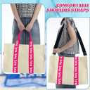 Locmeo Empty Mahjong Bag for Tiles 22x15x6 Inches Thickened Canvas Mahjong Carrying Tote Bag with Lining and Thicker Handle for Enthusiasts Women or Men Party Supplies, Case Only(White and Pink)