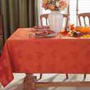 SESTYBALE Thanksgiving Tablecloth Rectangle, Jacquard Heavy Duty & Spill Proof Table Cloth with Leaves, Apricot Leaf Design, Suitable for Fall and Harvest Season(Rectangle,60" x 102", Rust)