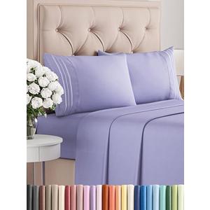 King Size 4 Piece Sheet Set - Comfy Breathable & Cooling Bed Sheets Set - Hotel Luxury Bedding for Women, Men, Kids & Teens - Deep Pockets, Easy-Fit, Super Soft & Wrinkle Free - Oeko-Tex - Lavender