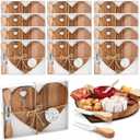 Patelai 12 Set Bridal Baby Shower Favor Heart Cheese Board with Knife, Wood Mini Charcuterie Board Thank You Gift Box for Guest Bridal Baby Shower Prize Wedding Valentines Birthday (Acacia Color)