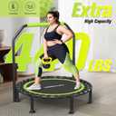 ZCMHAXJ Foldable Mini Trampoline, 40"/48" Rebounder Trampoline for Adults & Kids, 450lbs Capacity with U-Shaped Adjustable Bar, Indoor Fitness Workout Exercise Equipment