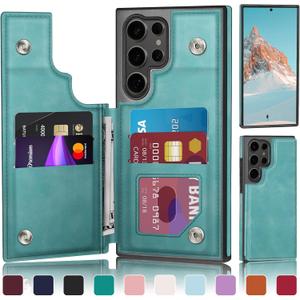 DJDUCK Designed for Samsung Galaxy S25 Ultra Case Wallet with Card Holder, [Magnetic Clasp Cover] [RFID Blocking Leather Protection] Shockproof Women Men Cases for Samsung S25Ultra, Light Green