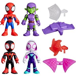 Marvel Spidey and His Amazing Friends Web-Slinging Adventure Set, 3-Inch-Scale (7.6 cm) Action Figure Set, Spider-Man Toys for Kids Ages 3+ (Amazon Exclusive)