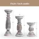Rustic Wooden Pillar Candle Holders Set of 3, 12'' 9'' 6'' Farmhouse Wood Candle Stand for Table Centerpieces, Vintage Tall Candleholders Fireplace Mantel Decor for Living Room, Grey