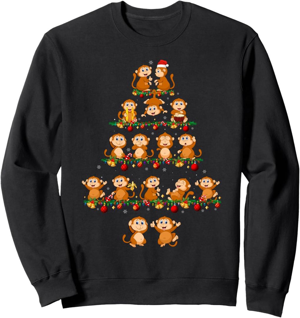 Family Pajama Sets Christmas Matching Monkey Xmas Tree Sweatshirt