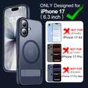 xiwxi for iPhone 17 Case with Kickstand,[Compatible with Magsafe][1*Screen Protector],Military-Grade Protection & Anti-Yellowing,Magnetic Case for iPhone 17,Blue