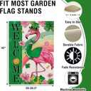 Artofy Welcome St. Patrick's Day Flamingo Bird Large Decorative House Flag, Rainbow Lucky Shamrock Clover Yard Garden Outside Decor, Spring Irish Gold Coin Outdoor Home Decoration Double Sided 28 x 40