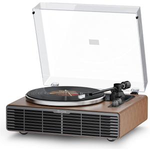 Vinyl Record Player, All-in-one Record Player with Built-in Speakers, Bluetooth Turntable for High Fidelity Sound, Aux-in Functionality, 2 Speed, for Sound Enjoyment and Home Decor