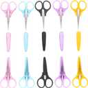 Veemoon 10pcs Round Tip Safety Scissors for Boys and Girls and Adults Multi-Function Craft and Haircut Scissors Wear-Resistant Paper Cutting Tools for Scrapbooking and Office Use