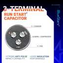 [UL Certified] BlueStars 45+5 uF 45/5 MFD 370V or 440V AC Dual Circular Run Start Capacitor CBB65 50/60 Hz - Fit Air Conditioner Motor Run or Fan Start or Condenser Straight, Replace 97F9895 Z97F995