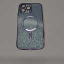 Designed for iPhone 14 Pro Max Magnetic Glitter Case, Cute with Camera Lens Protector, Compatible with MagSafe, Soft TPU Slim Shockproof Clear Protective Phone Case Cover for Women Girls, Blue