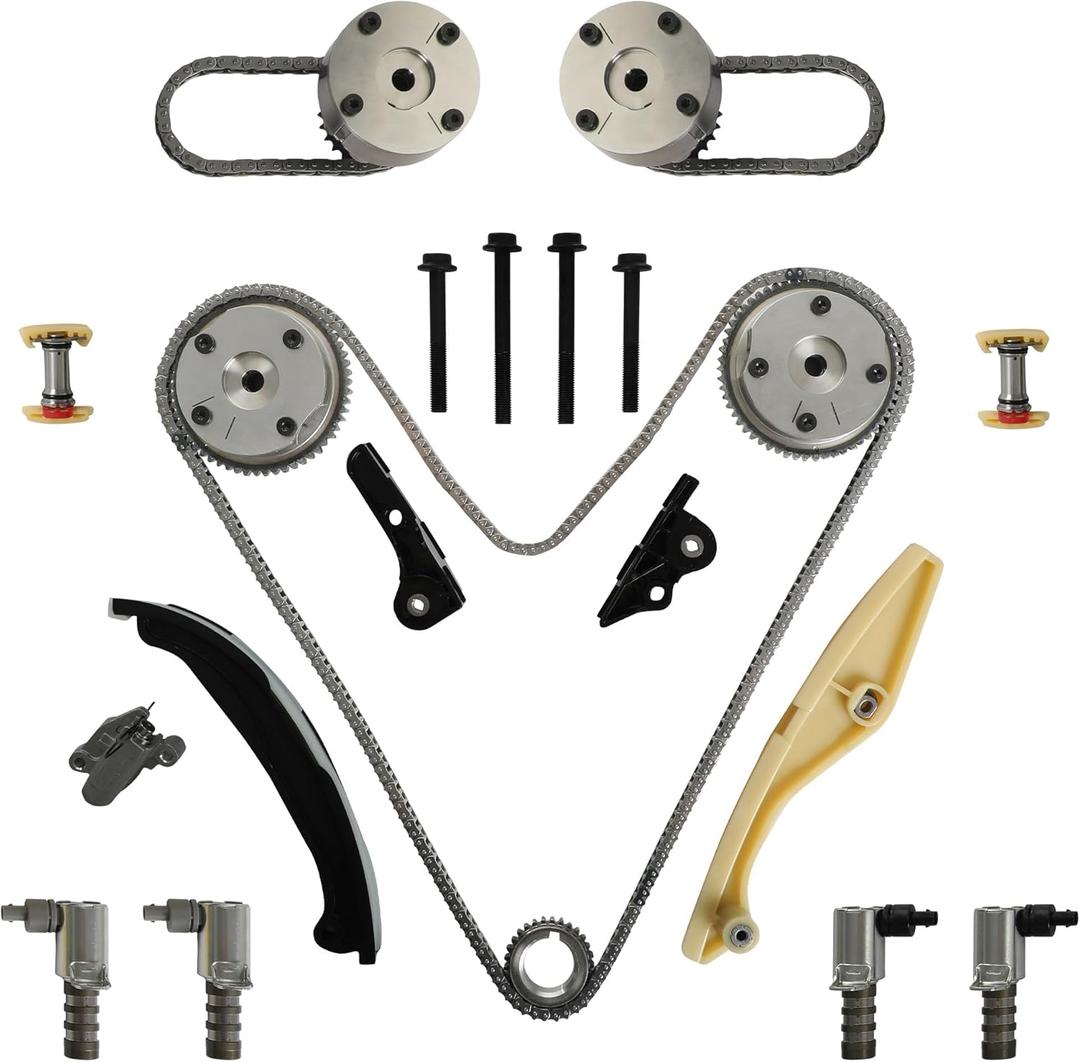 90738S Timing Chain Kit With VVT Sprockets & VVT Solenoids Fits for Ford F150 Explorer Edge 3.7/3.5L for Lincoln MKX MKS MKZ 3.7L AT4Z-6268-A AT4Z6C525A AT4Z6256A